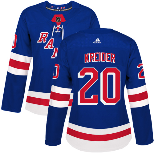 Adidas New York Rangers 20 Chris Kreider Royal Blue Home Authentic Women Stitched NHL Jersey
